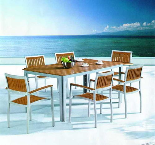户外餐桌椅铝木桌椅七件套 KY 4A003 批发价格,